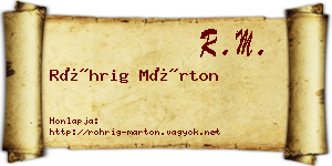 Röhrig Márton névjegykártya
