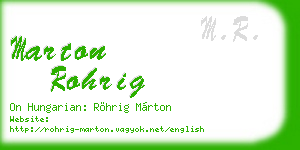 marton rohrig business card